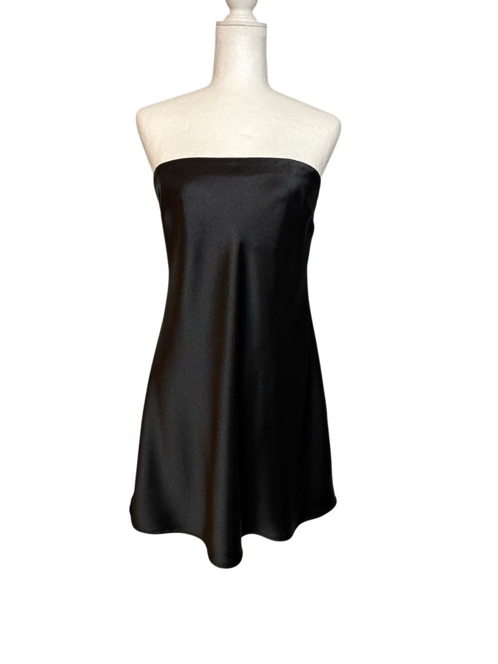 Wild Fable strapless black satin mini dress with open back - M